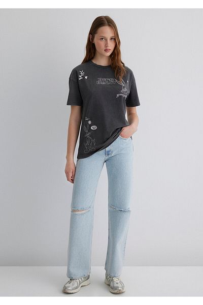 Mavi Bugs Bunny Anthracite T-Shirt Loose Fit / Loose Relaxed Cut 1613373 -70087