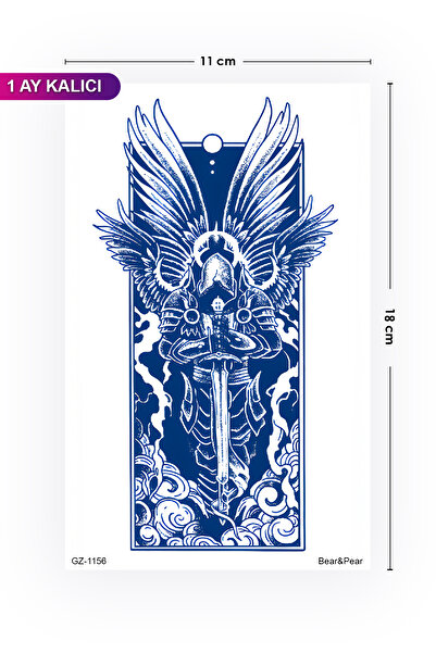 BP Tattoo 1 Ay Kalıcı Dövme Gerçek Dövme Görünümünde Savaşçı Melek Dövmesi Tattoo