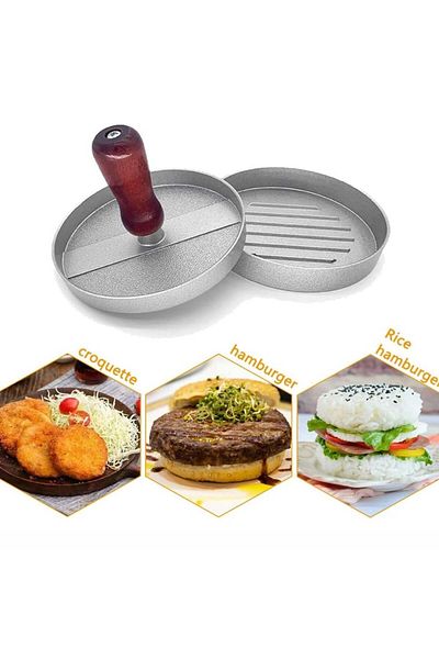 PUFO Presă pentru hamburgeri din aluminiu cu mâner, Ø11 cm, argintie