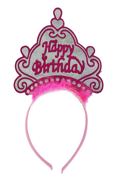 Skygo Happy Birthday Neon Pink Color Birthday Crown 24x15 cm