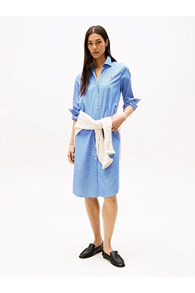 Tommy Hilfiger ESS POPLIN REGULAR SHIRT DRESS Kadın Elbise WW0WW455810X6