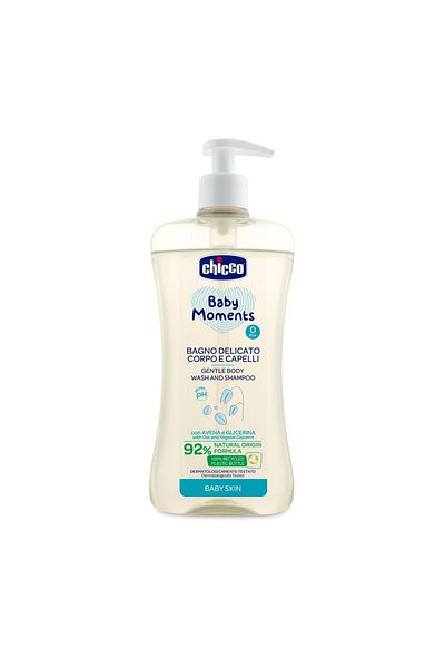 Chicco غسول الجسم والشامبو اللطيف من بيبي مومنتس لبشرة الطفل 0 شهر 500 مل