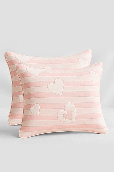 Evlen Home Collection Husa de perna Bumbac Inima Decorativa Pachet 2 45x45 Cm Husa de perna pentru scaun Pudra
