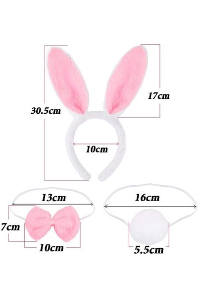 Skygo Rabbit Costume Set Crown Bow Tie Tail Pink Color