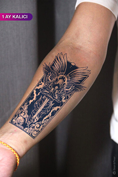 BP Tattoo 1 Ay Kalıcı Dövme Gerçek Dövme Görünümünde Savaşçı Melek Dövmesi Tattoo