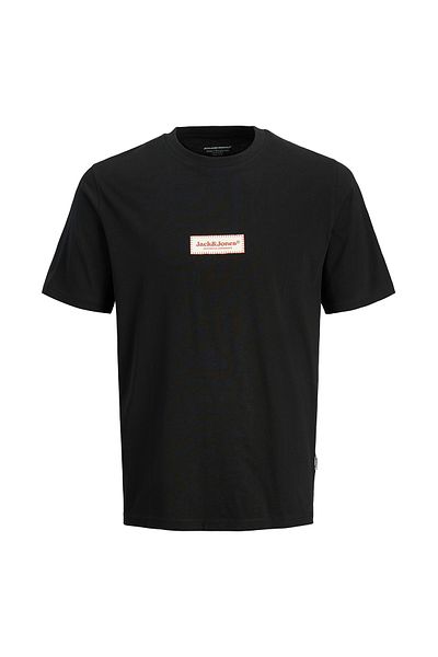 Jack & Jones Ανδρικό μαύρο μπλουζάκι Jack Jones μεγάλου μεγέθους - Jorsplıt Fakestıtch Branding, 12278571-02