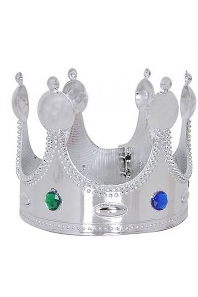 Skygo Plastic King Crown Silver Color Children's Size 45 cm