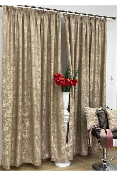 Liz Line Set doua draperii semiopace, bej, "Imaginaria" by Liz Line, 2x200x245cm, cu rejansa - DR1882