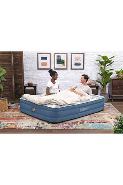 BESTWAY Bestway Queen Size Air Mattress with Built-in Electric Air Pump and Liner 2.03m x 1.52m x 46cm
