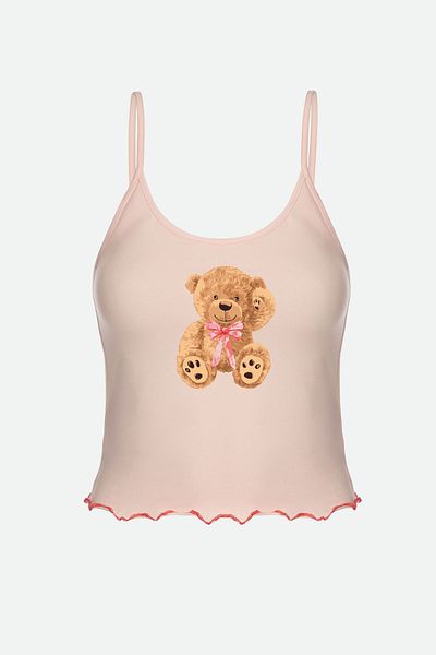 koza iç giyim Set de pijamale din bumbac cu model cu bretele subțiri pentru femei