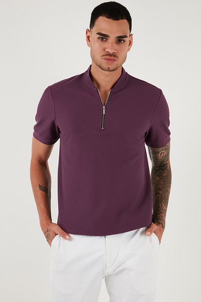 Buratti Tricou cu jumătate de fermoar din bumbac, cu croiala normală, Tricou bărbați 5902653