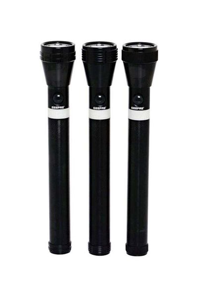 Geepas 3-Piece Rechargeable LED Flashlight Black