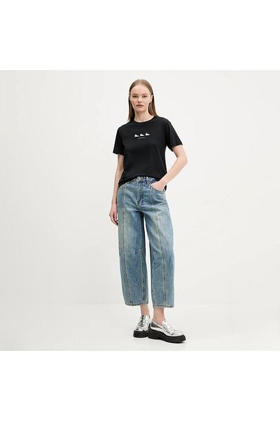 converse Tricou negru cu broderie pentru femei High Tops