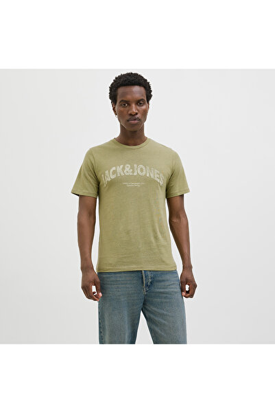 Jack & Jones Jack&Jones Almeria Bold Branding muška kaki majica sa okruglim i...