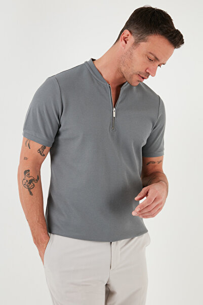 Buratti Ανδρικό μπλουζάκι βαμβακερό μπλουζάκι με μισό φερμουάρ 5902653