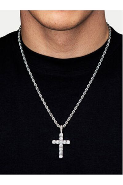 Iced Stuff men's pendant ZAWIESZKA DIAMOND CROSS silver-colored