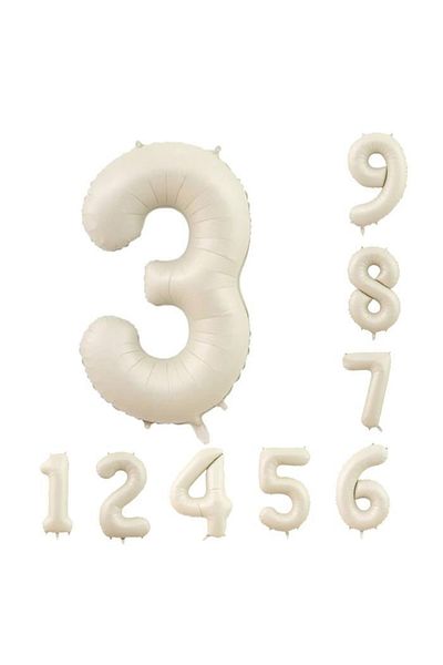 HKNYS 4 Years Old Cream Color Foil Balloon 76 Cm- -Number Number Foil Balloon