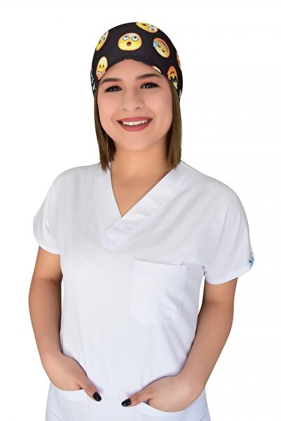 Nur Ortopedi Unisex Emojiler Desenli Hastane Doktor Hemşire Aşçı Cerrahi Hast...