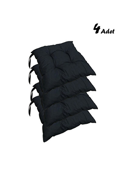 TicaretJet 4'lü Kare Siyah Sandalye Minderi 40 X 40 Cm | Bahçe Balkon Minderi | Minder