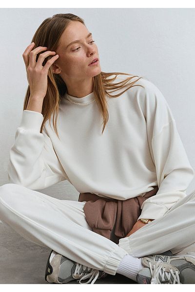 Mavi Lux Touch Crew Neck White Sweatshirt 1S10422-70057
