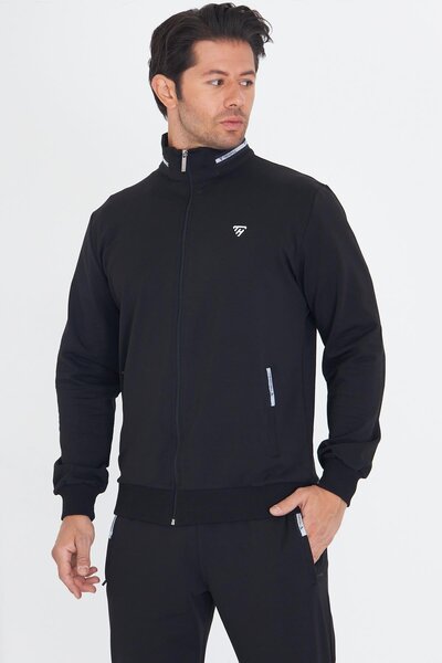 TRENDHİLL Ανδρικό Σετ Φούτερ από Βαμβακερό Σταντ Μαύρο 5749-S