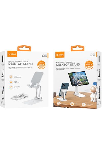 REDz Accessories Desk Holder For Phone And Tablet, X-start Zj019, Adjustable Angle, Anti-slip Protection, White