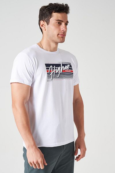 TENA Ανδρικό μπλουζάκι με λευκή λαιμόκοψη HIGHER Print