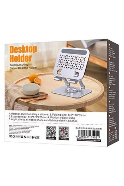 REDz Accessories Βάση τηλεφώνου και tablet, KAKU KSC-1163, Ρυθμιζόμενη γωνία, Ρυθμιζόμενο ύψος, Μεταλλική, Ασημί