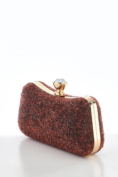 EXPLOSION Stylish Evening Dress Bag with Crystal Stone and Metal Handle.