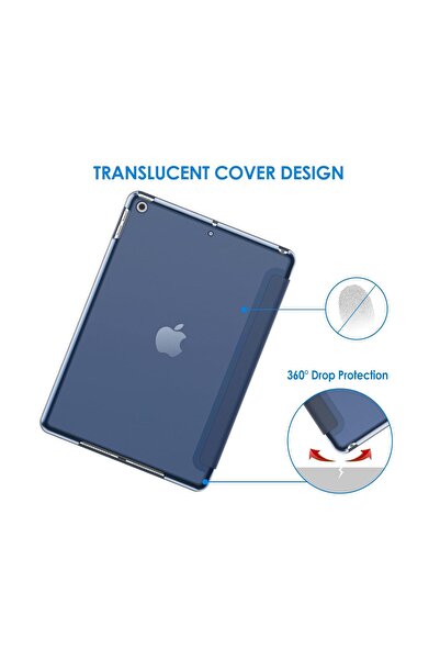 REDz Accessories Husă de protecție cu clapă pentru Apple iPad 10.2" 7/8/9 (2019/2020/2021), model tip carte, albastru marin