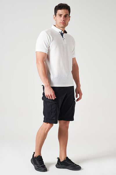 TENA Men's White Footed Collar Slit Polyviscon Waffle T-Shirt