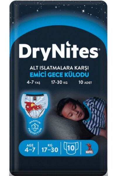 Huggies Drynites Emici Gece Külot Bez Erkek 4-7 Yaş 10 Lu 6 Paket