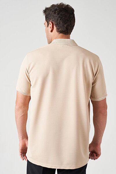 TENA Ανδρικό μπλουζάκι με μπεζ πόδι με γιακά Ottoman Basic