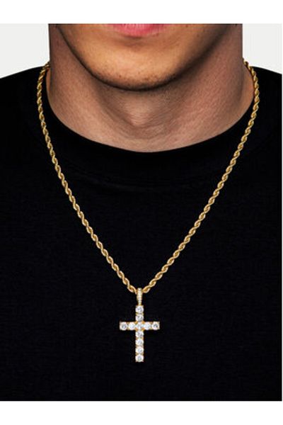 Iced Stuff men's pendant ZAWIESZKA DIAMOND CROSS gold-colored