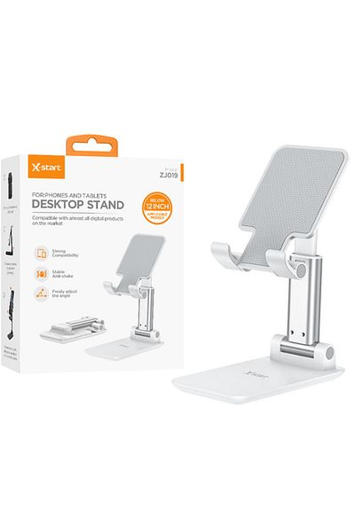 REDz Accessories Desk Holder For Phone And Tablet, X-start Zj019, Adjustable Angle, Anti-slip Protection, White