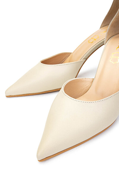 Tamer Tanca Women's Genuine Leather Beige Heeled Shoes