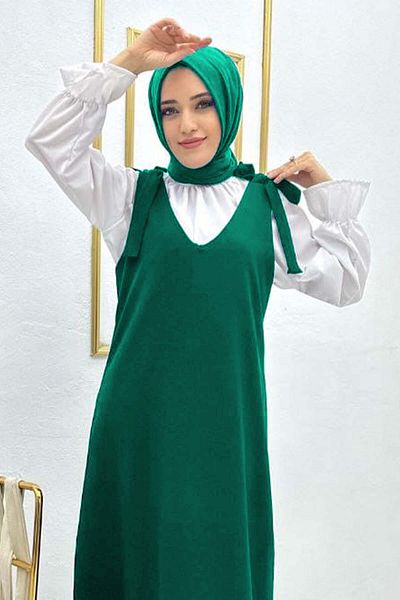 benguen Πουκάμισο + Φόρεμα Gilet Emerald Green 4678