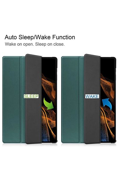 REDz Accessories Protective Case with Pen Slot for Samsung Galaxy Tab S9/S9FE, Leather look, Foldable, Green