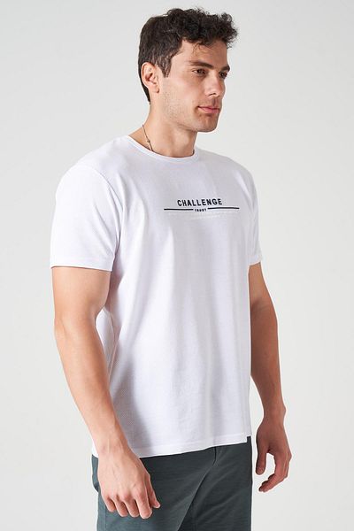 TENA Ανδρικό μπλουζάκι με γραπτό τύπωμα Challenge White Crew Neck Injection