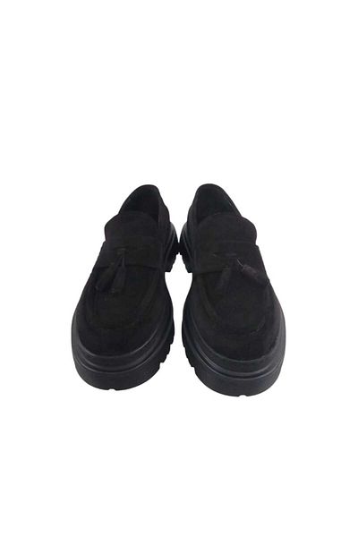 Oneka Shoes 130825 Plss7410 Men's Casual Tasseled Black Suede