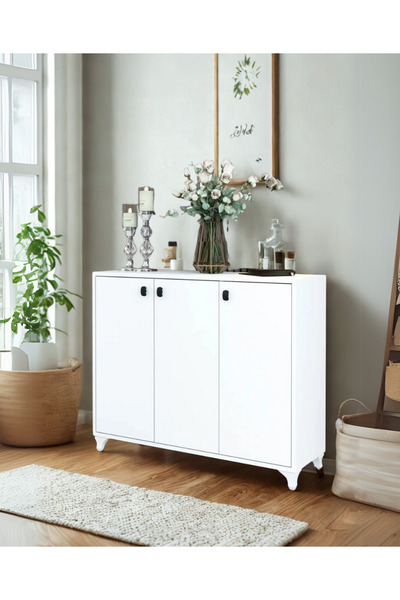 Genel Markalar Konak 3 Kapaklı Ayakkabılık Çok Amaçlı 3 Kapaklı Dolap Beyaz