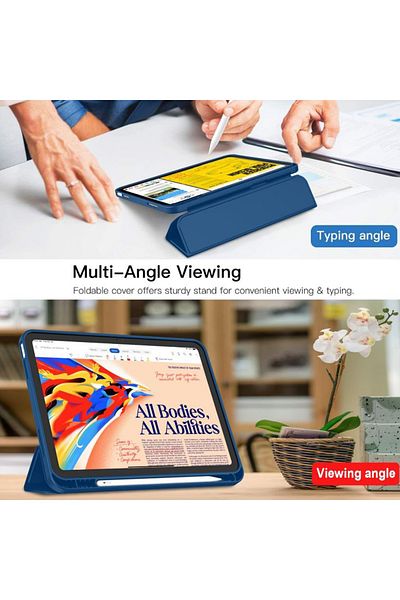 REDz Accessories Husă cu suport pentru pix pentru iPad 10 2022/2024, iPad 11 2025, protecție completă, pliabilă, albastru marin
