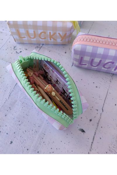 senacacollection 1 Pcs Lucky Thick Zippered Pencil Case Pencil Holder