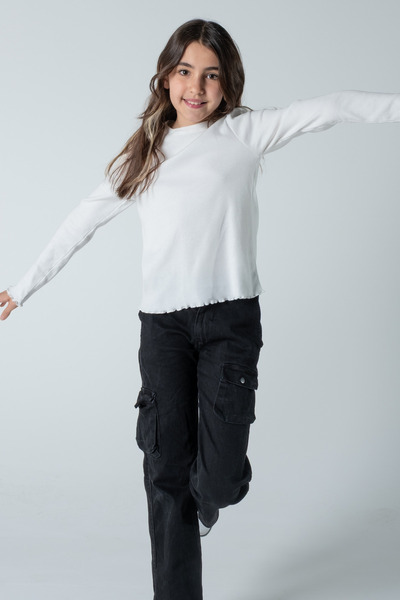 Kyron Дівчача блузка з довгими рукавами та шнурівкою / Зручний та стильний дизайн / Різні кольори на вибір