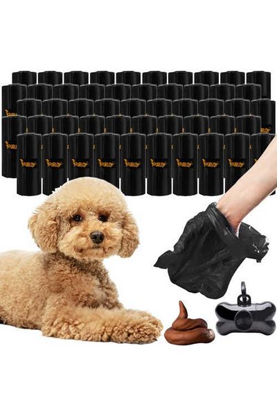 Micostore Bone-shaped Dispenser Set With 50 Rolls Of Dog Poop Bags, 1000 Bags, 22 X 30 Cm, Black