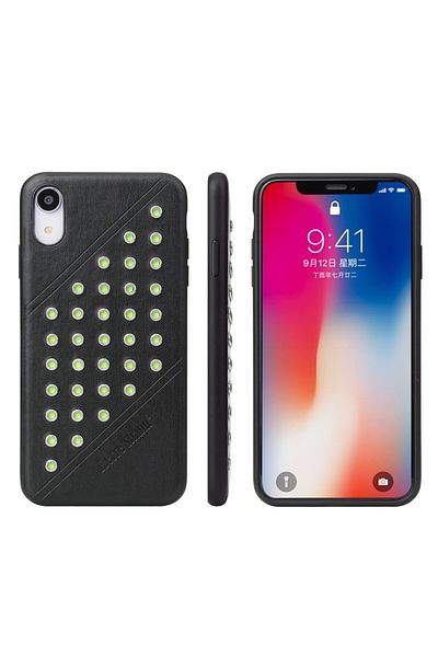 REDz Accessories Carcasă seria Star, compatibilă cu iPhone XR, neagră, model Crazy Horse, Fierre Shann