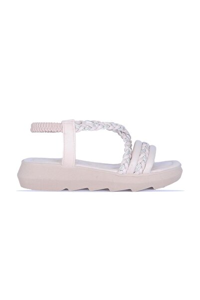 Ayakcenter Sandale plate pentru femei By9 Ayışığı Krem