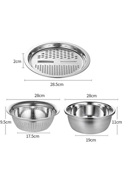 fulina 3 In 1 Multifunctional Stainless Steel Basin,Fine Mesh Filter,With Greater,Drain Basin Solid Basis