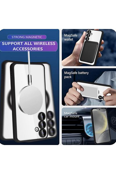 REDz Accessories Husă de protecție moale de lux pentru Samsung Galaxy S25, Magsafe, margini din silicon colorat, neagră