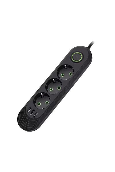 NEXTLY Extension Cord With 3 Sockets And 3 USB Ports, Switch, Hanging Bracket, Durable